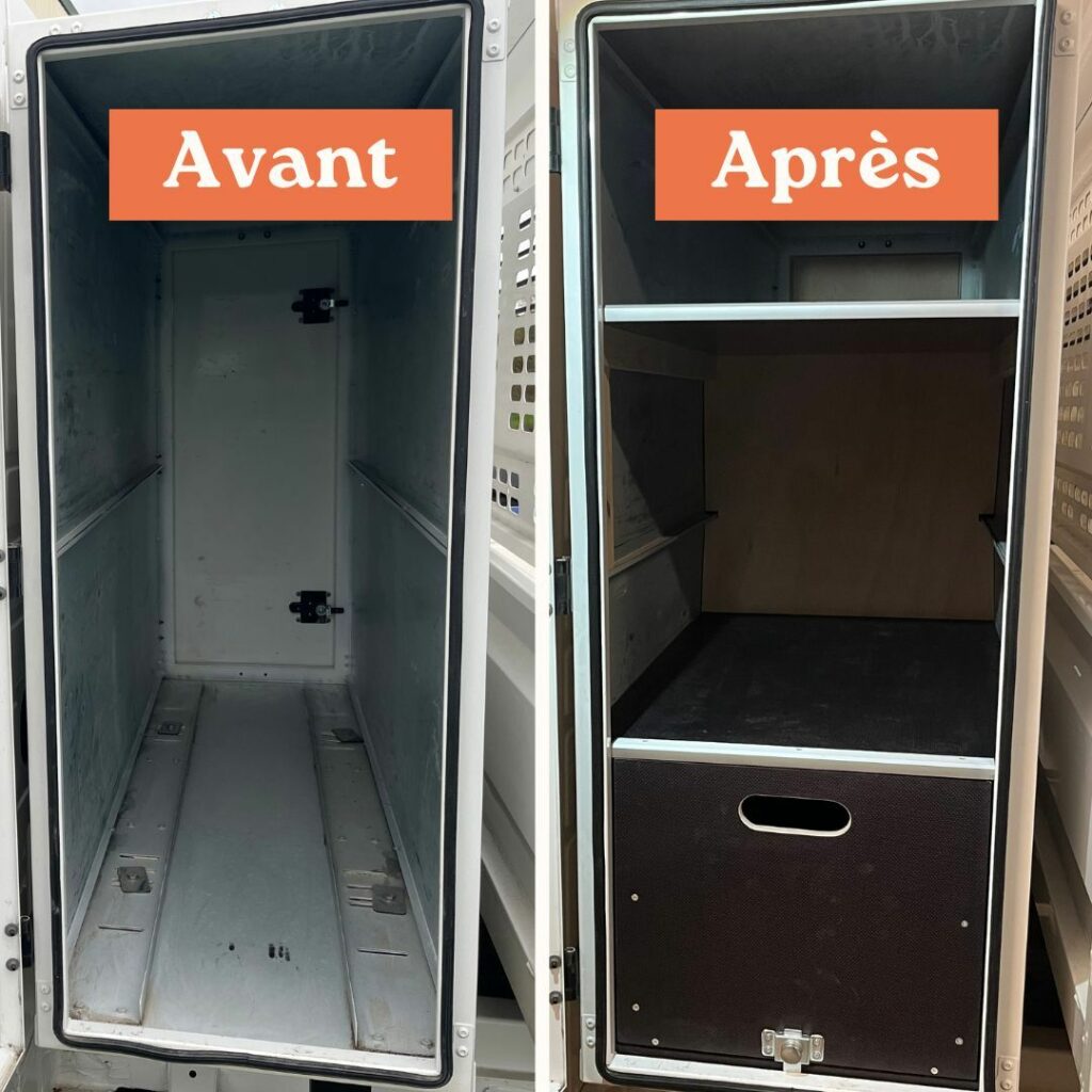 Avant / après aménagement coffre camion volkswagen