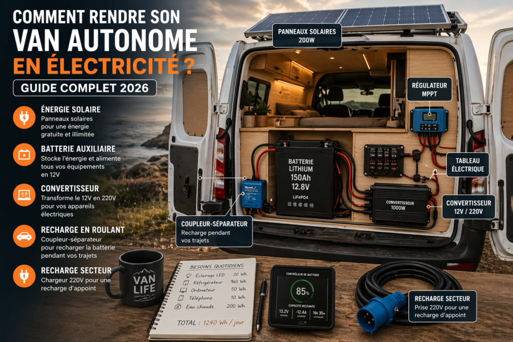 comment rendre son van autonome en électricité ? Guide complet 2026